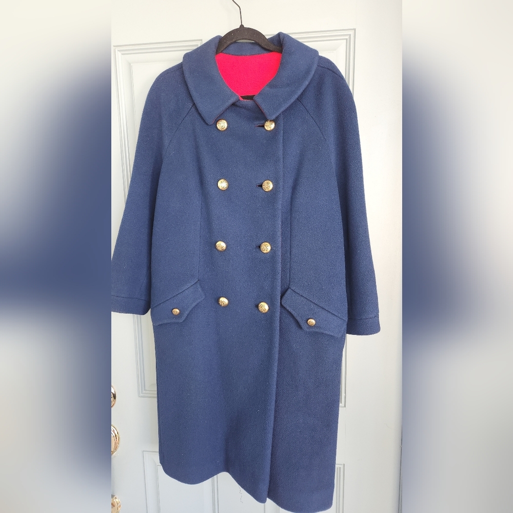 Source Unknown Navy Pea Coat with Gold Buttons